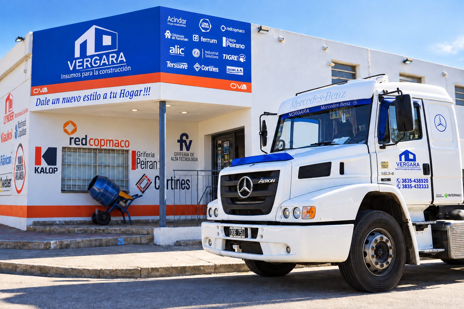Local comercial y camión Mercedes-Benz de Vergara